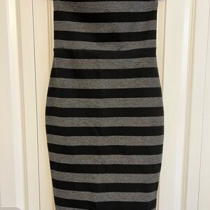 Express Strapless Black and Gray Dress